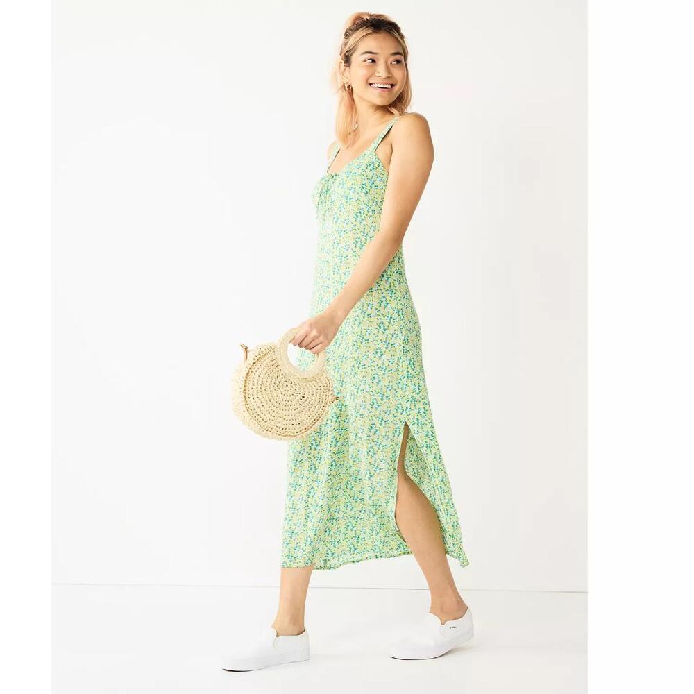 SO Lemon Printed Maxi Dress Novelty Print Beach Vacation Fruit Tropical Cinch